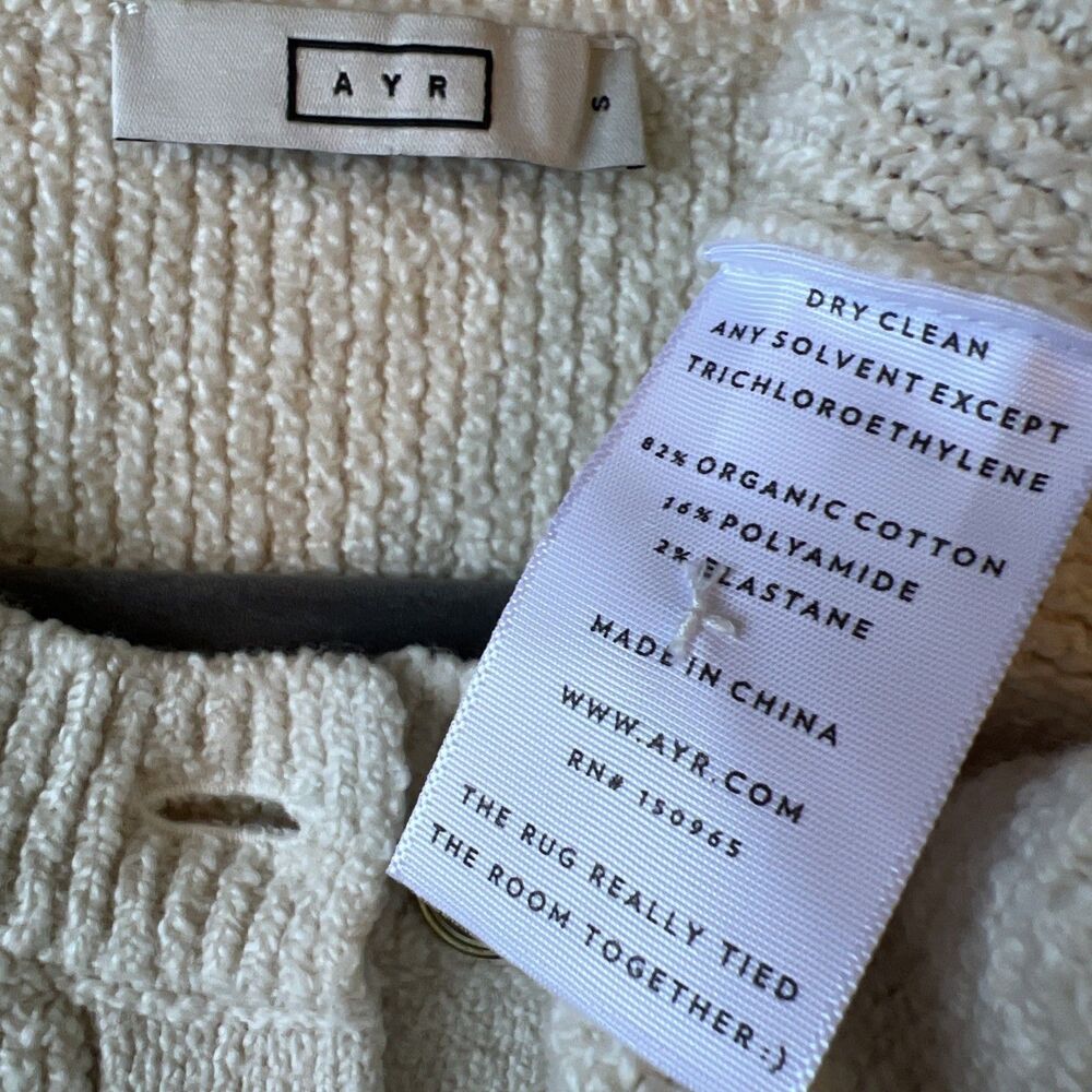 AYR The Uptown Girl Ivory Organic Cotton Cardigan Gold Buttons Women's S EUC - Picture 7 of 7